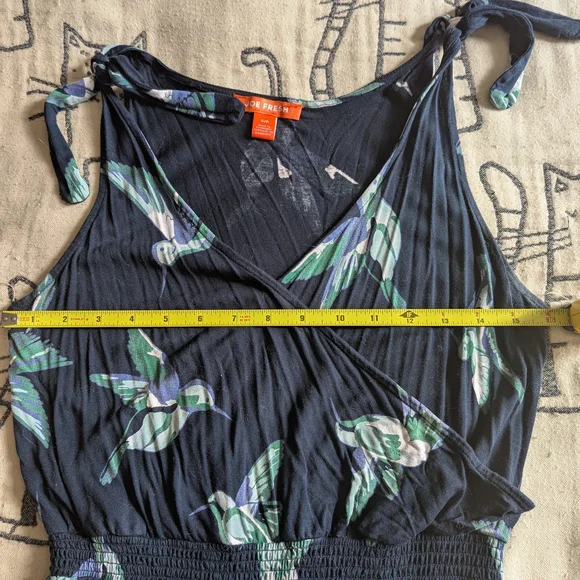 Joe Fresh Navy and Green Hummingbird Midi Dress - Picture 3 of 7